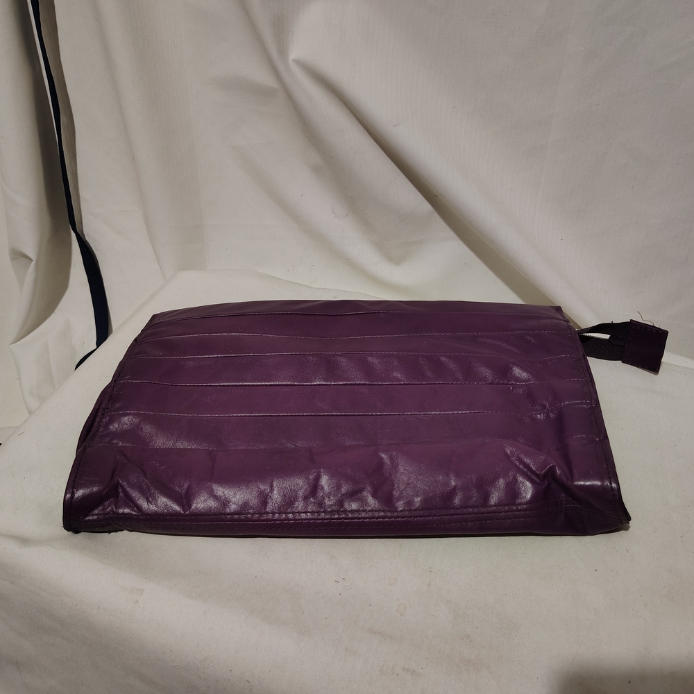 Anton Leathers, purple clutch purse, leather, zippered close